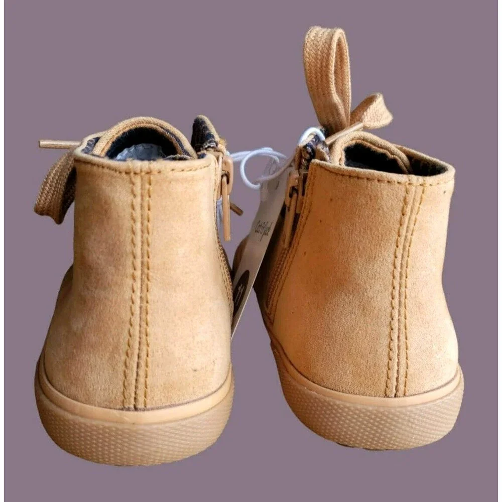 Cat & Jack Footwear Tan Unisex Suede Boots Lace/Zipper Up Size 11 Casual New W/T